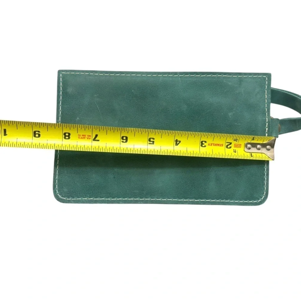 Portland leather green wristlet bag